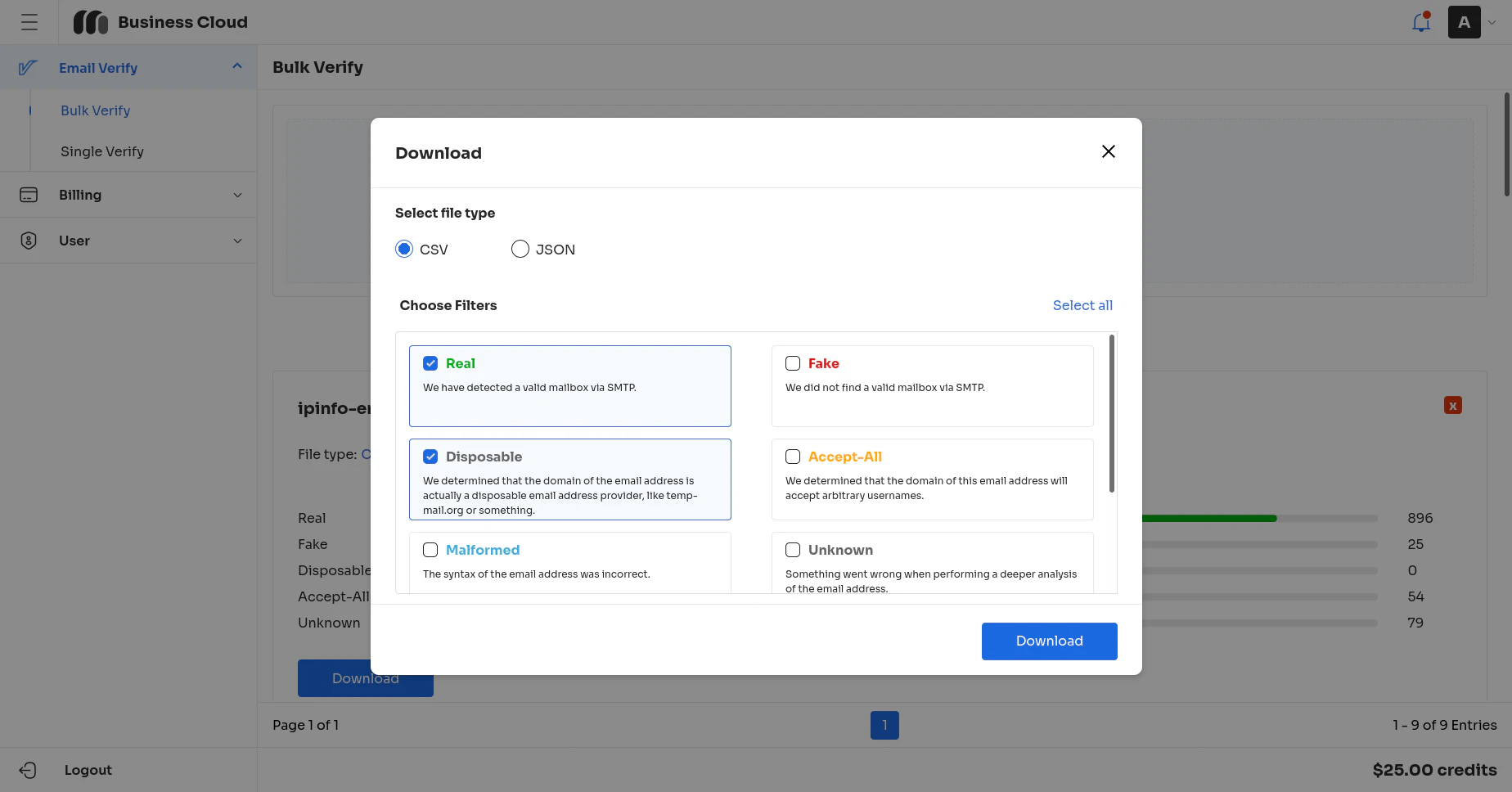 screenshot of Email Verify